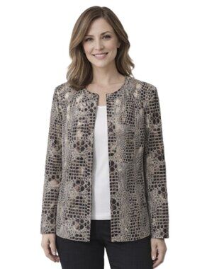 Elementz Full Zip Faux Leather Long Sleeve Reptile Print Jacket